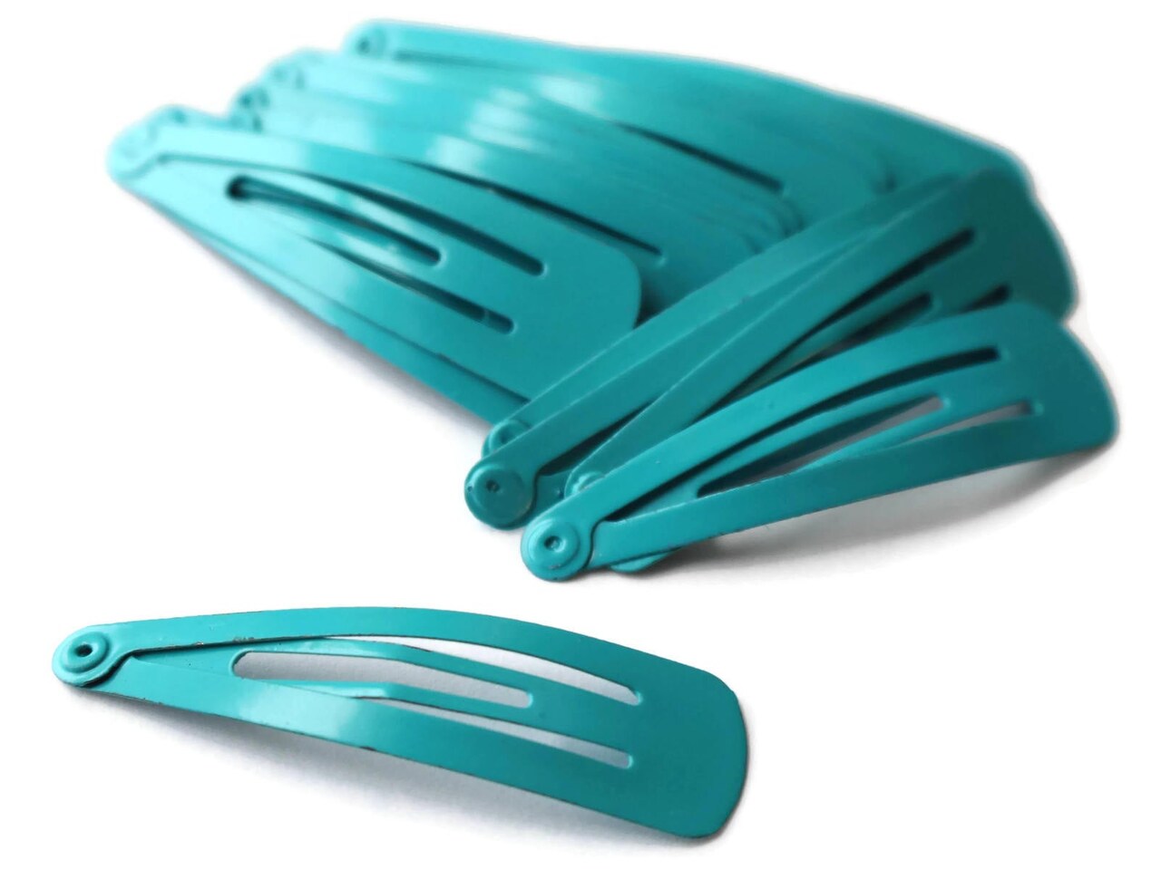 20 47mm Cyan Blue Barrettes Hair Decor Barrette Blanks Iron Clips Snap Barrettes